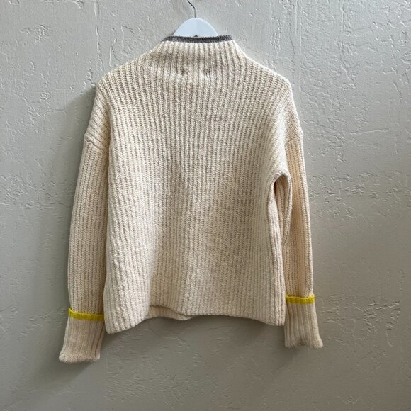 Anthropologie Maeve Cream Knit Mock Neck Cuffed Sweater - Picture 6 of 9